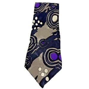 Screenplay By Martin Wong Men's Tie Purple Blue Tan Silk Fashion Accessory